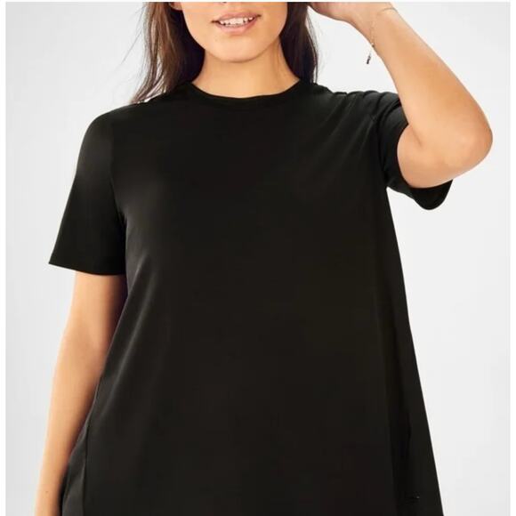 Fabletics Shirt Womens Medium Black Vivienne Split Back‎ Tee - Picture 3 of 8